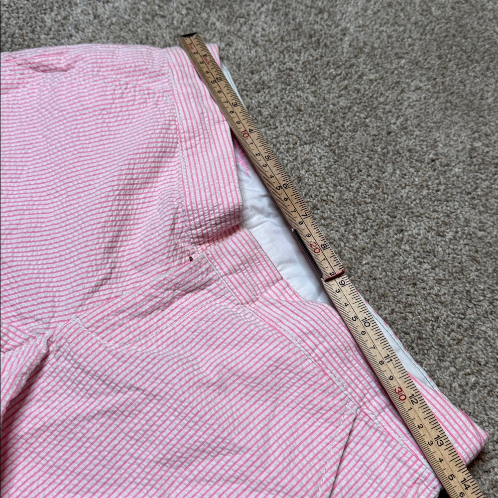 Lilly Pulitzer Buttercup Pink Seersucker Scallop Hem Shorts Size 00 - Picture 9 of 16